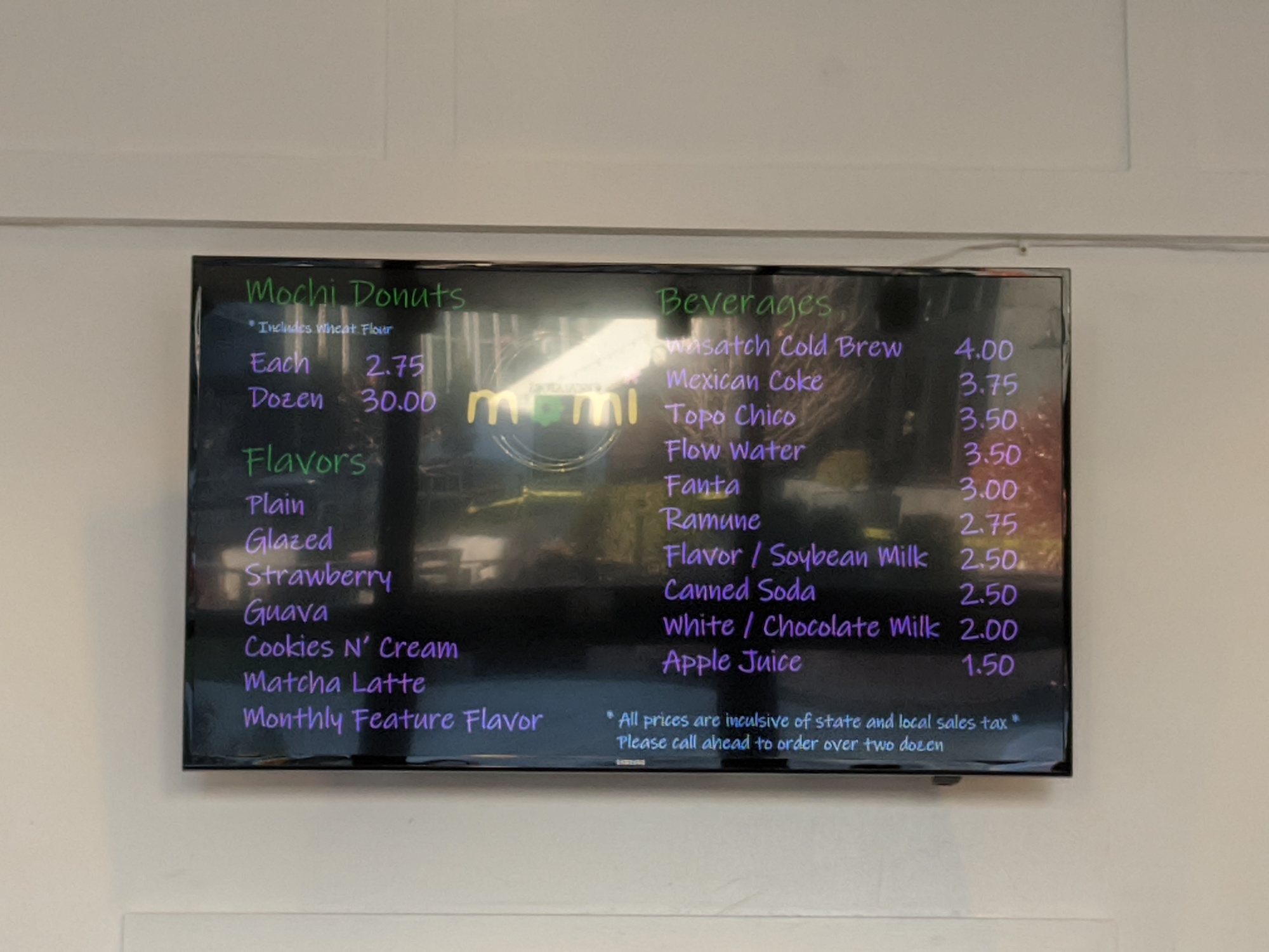 Momi Donut Menu